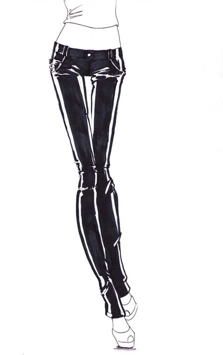 How to draw leather pants step 5 &ndash; draw clothes, fabric, leather, pants, patent leather, textile &ndash; How to draw leather pants