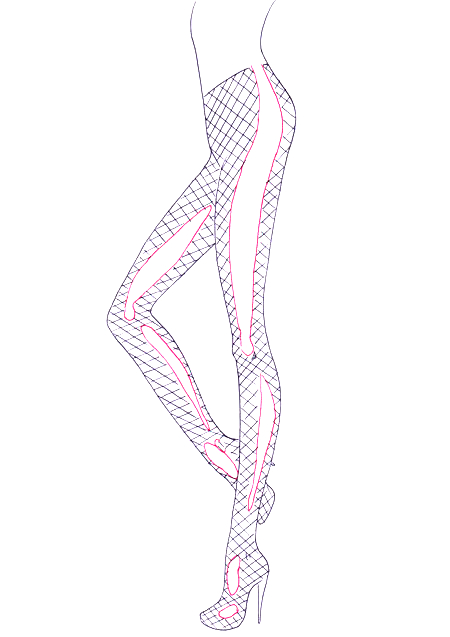 How to draw netting step 5 &ndash; draw clothes, draw clothing, fishnet, mesh, netting, stockings &ndash; How to draw a fishnet