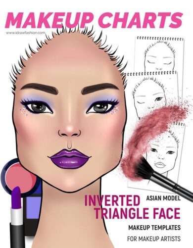 Inverted Triangle Face Shape Makeup Chart - Asian Model