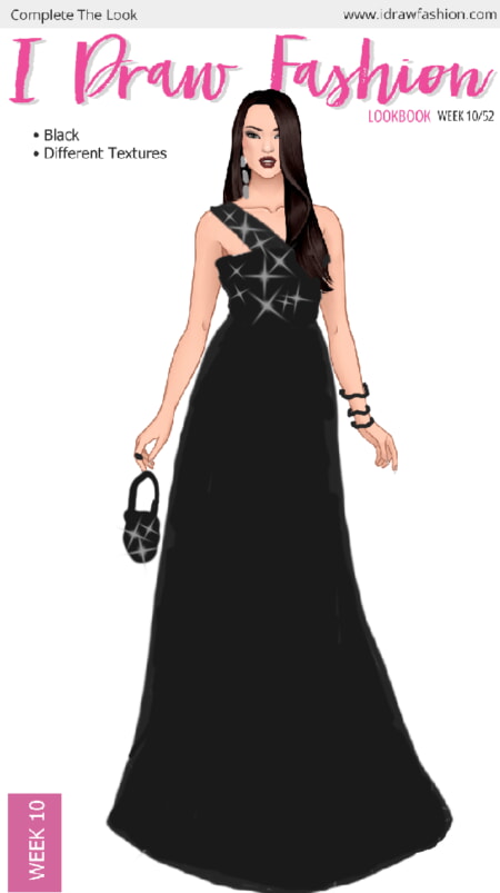 maddie1 – challenge, contest, fashion illustration, goth, lookbook – Week 10 /52 - Black Textures