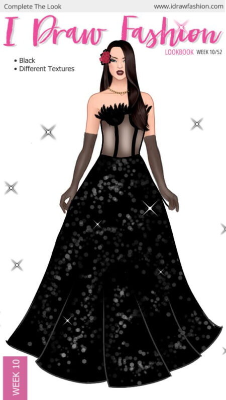 magaly – challenge, contest, fashion illustration, goth, lookbook – Week 10 /52 - Black Textures