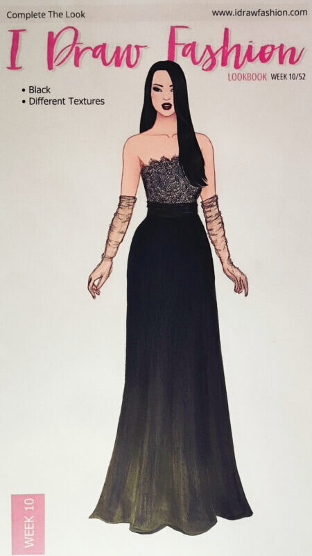 nouhaila – challenge, contest, fashion illustration, goth, lookbook – Week 10 /52 - Black Textures