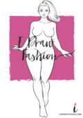 front view plus size fashion croqui in walking pose