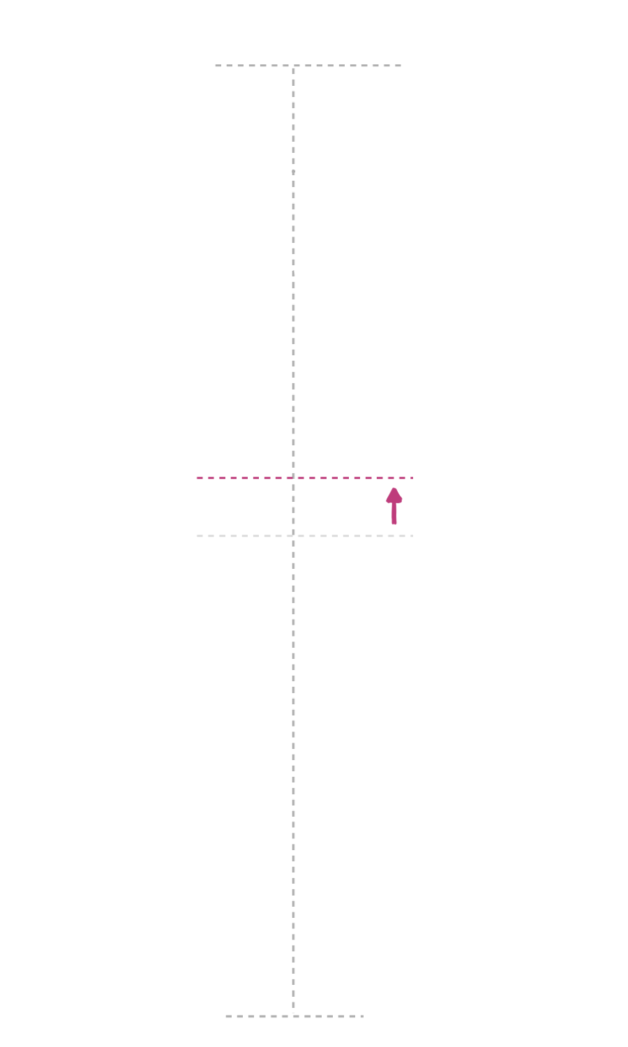 Mark above the middle of the centerline for accommodating the fashion figure's longer legs in comparison to torso