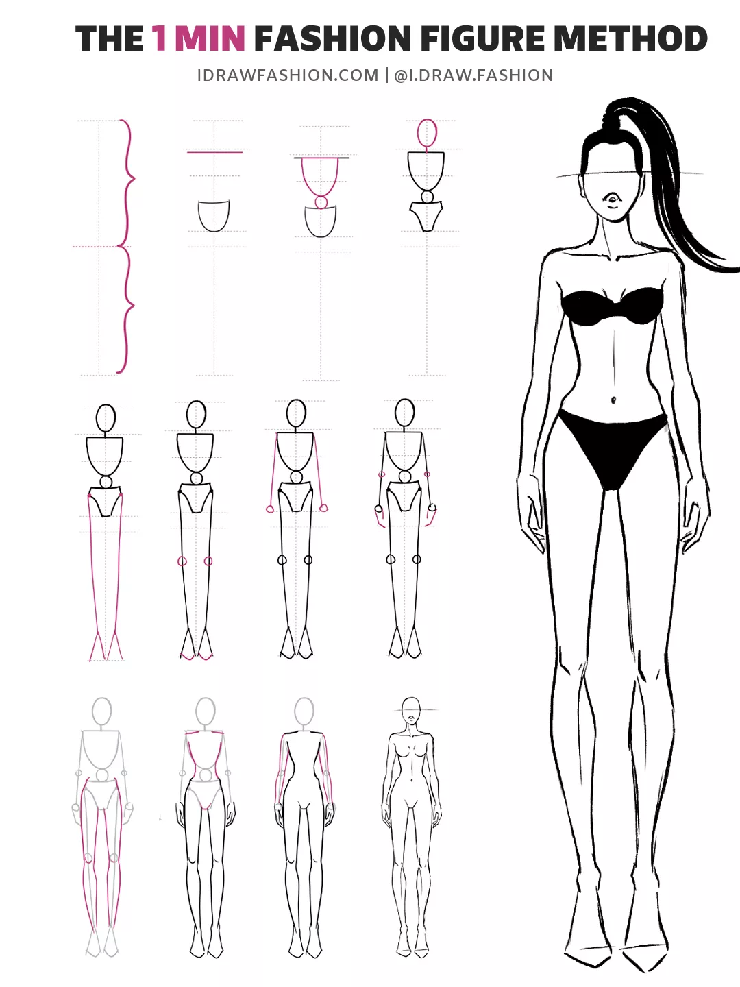 The easiest way to draw the fashion figure in fashion design sketches step-by-step tutorial