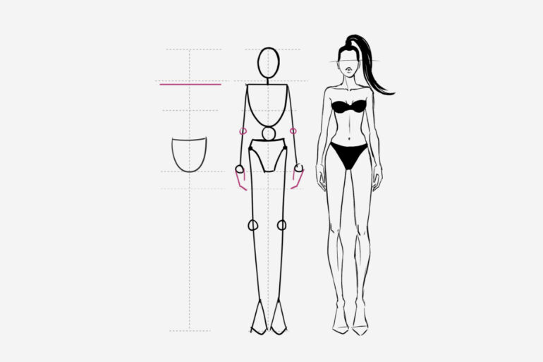 How to draw a fashion figure for beginners - step-by-step tutorial
